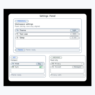 Settings Panel render output